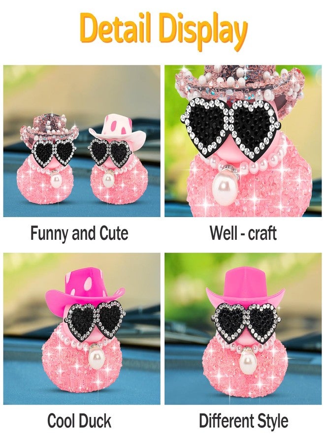 wonuu Diamond Rubber Duck Car Ornaments Duck Car Dashboard Decorations for Cool car Accessories with, Pink Diamond - Image 4